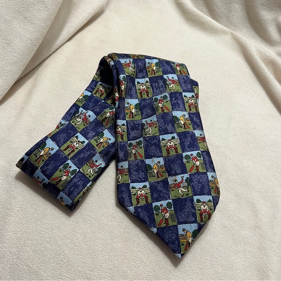 Vintage Liberty Of London Blue Cricket Mens Tie - Picture 2 of 4